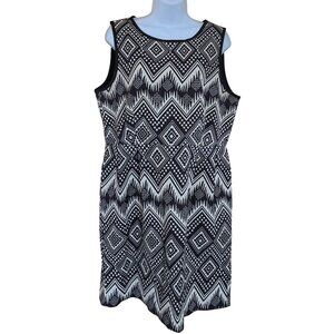J. Crew Black & White Geometric Sleeveless Dress aztec tribal chic